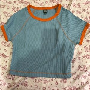 Wild Fable Blue and Orange Ribbed Top